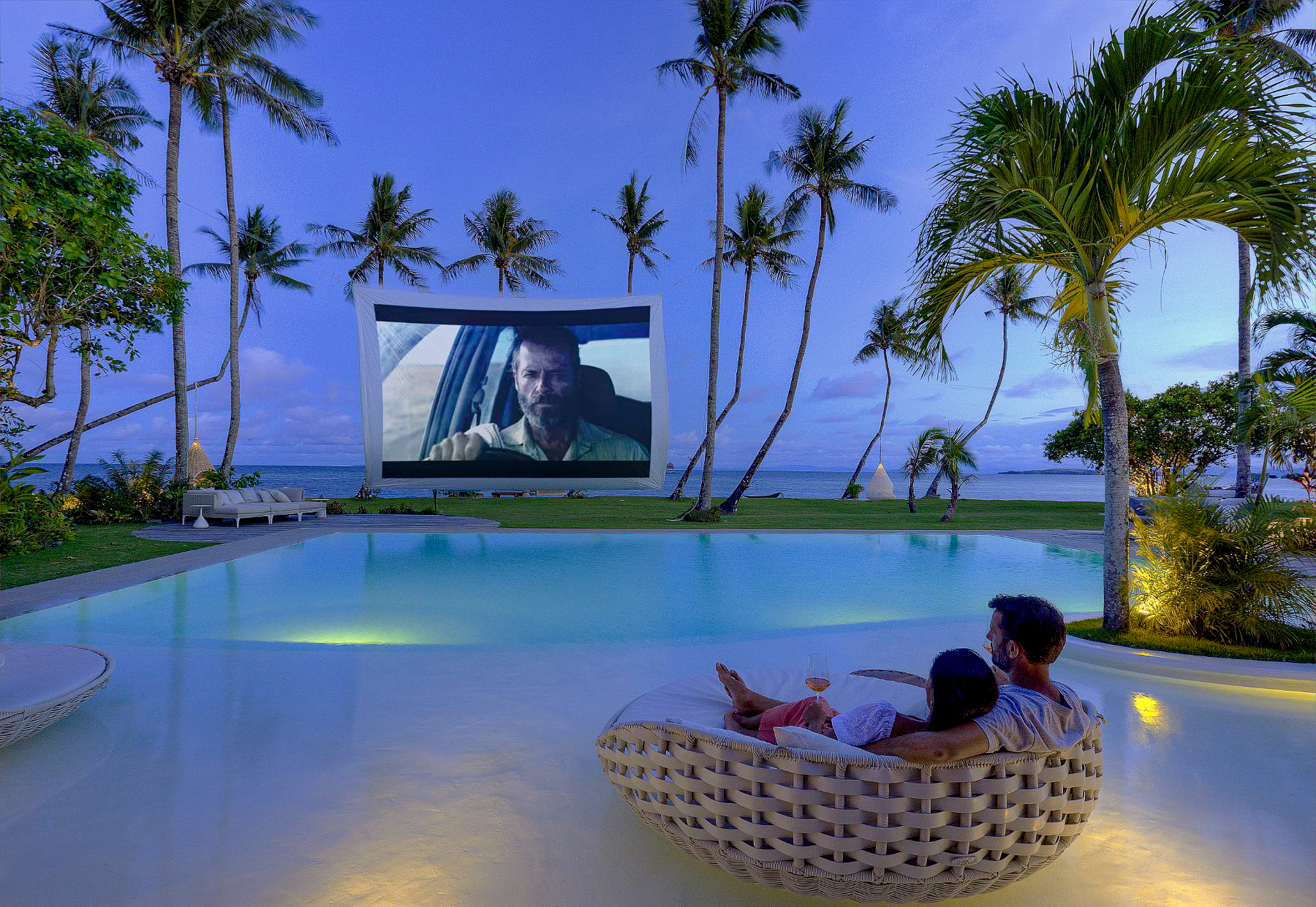 Outdoor cinema at Nay Palad Hideaway beach resort in the Philippines