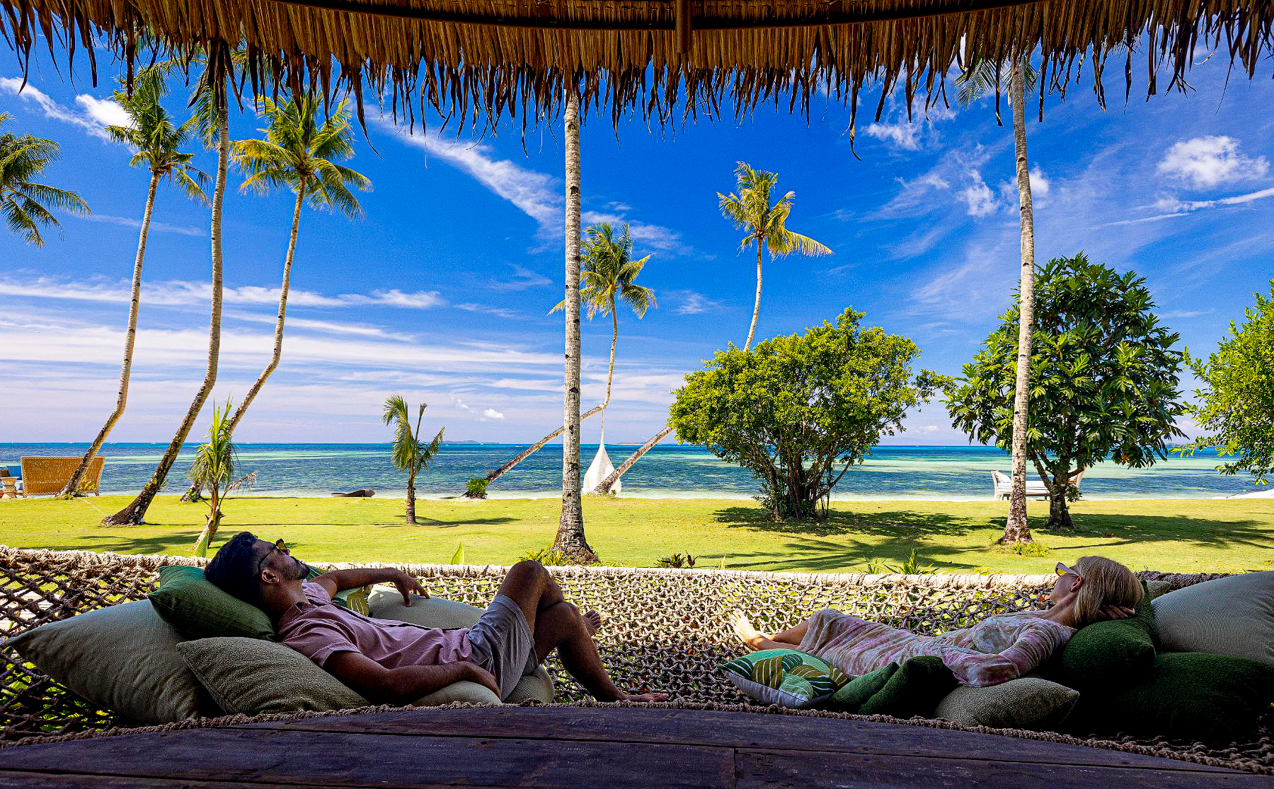 Pool pagoda lounge at Nay Palad Hideaway beach resort in the Philippines