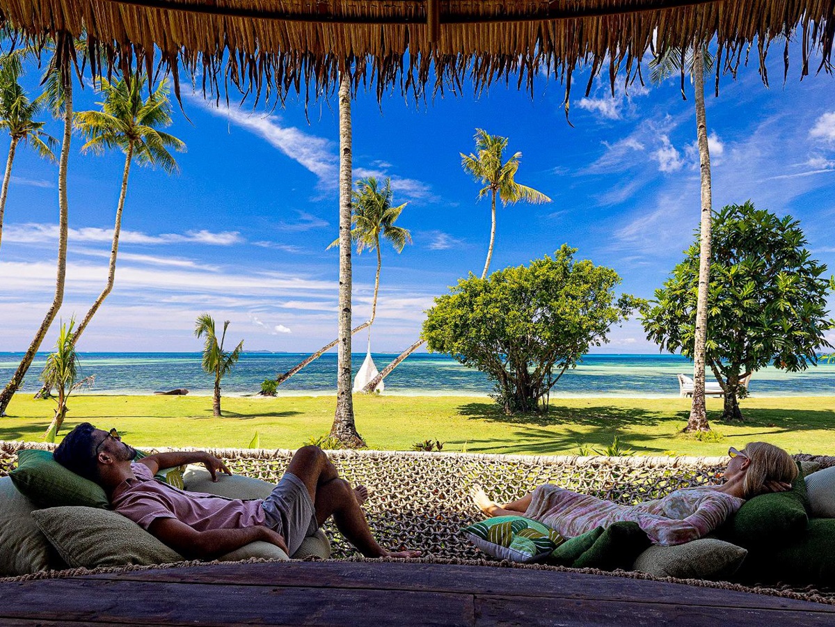 Pool pagoda lounge at Nay Palad Hideaway beach resort in the Philippines
