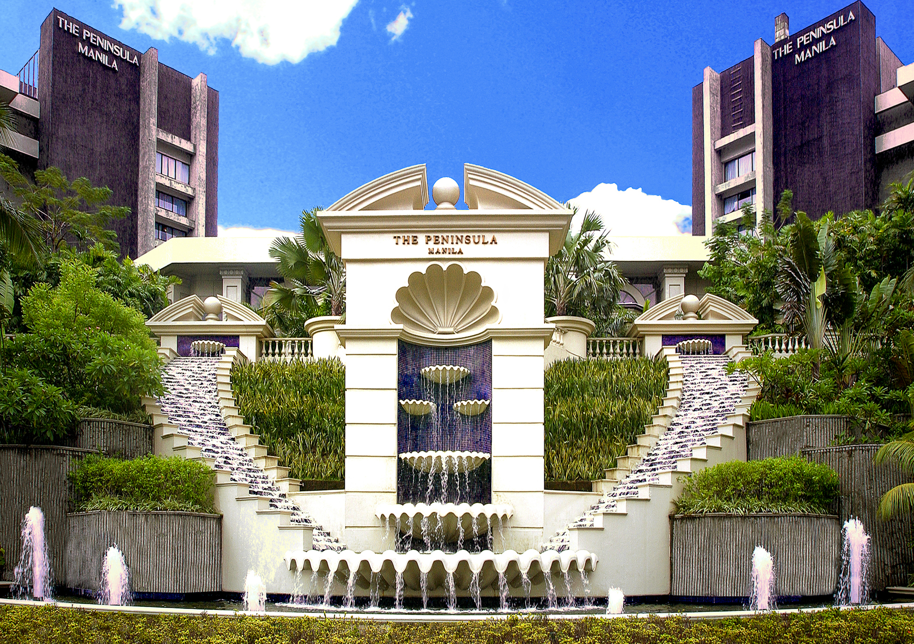 Exterior view of The Peninsula hotel in the Philippines