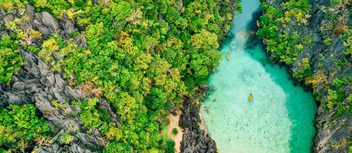 Aerial view of a lagoon in the Philippines
