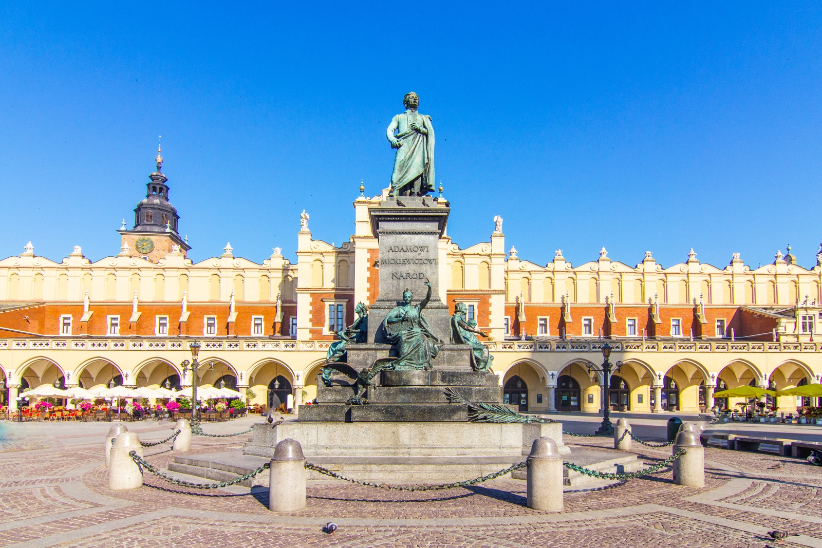 View of Statue of Adam in Krakow Square in Poland