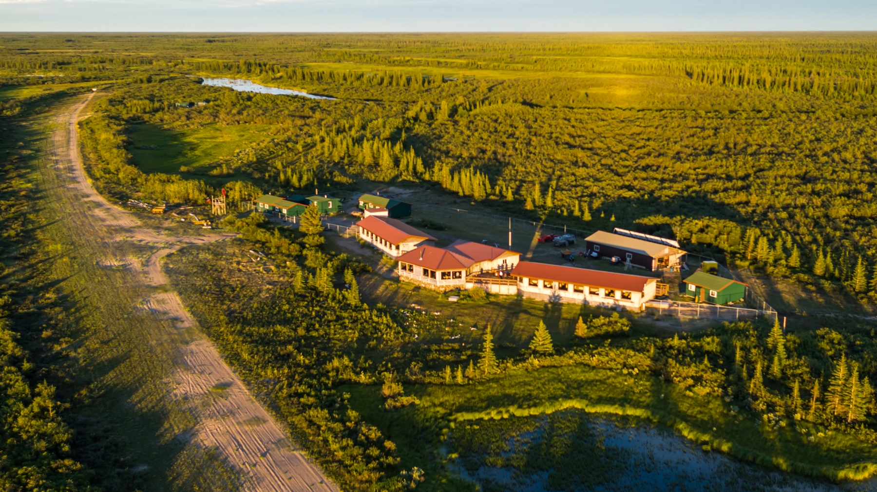 Aerial view of Nanuk Lodge in Churchill