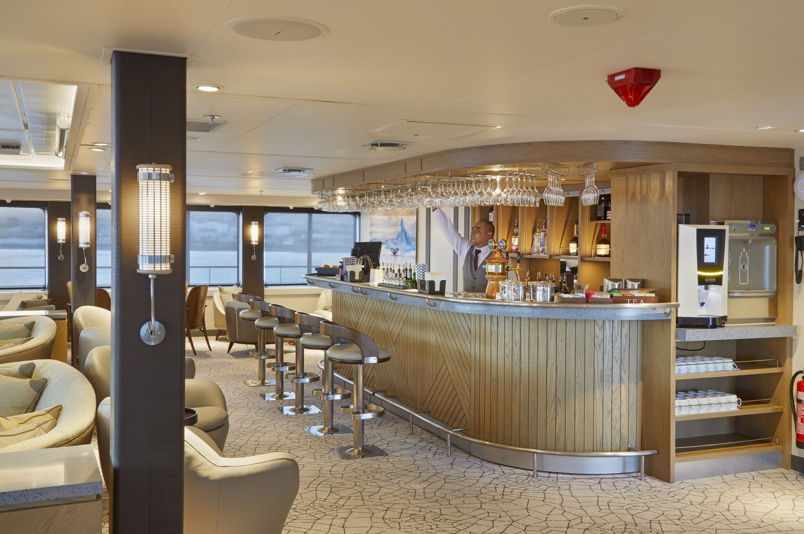 The bar on board the Magellan Explorer Antarctica cruise ship