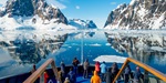 Guests on the deck of the Magellan Explorer in Antarctica's South Shetland Islands