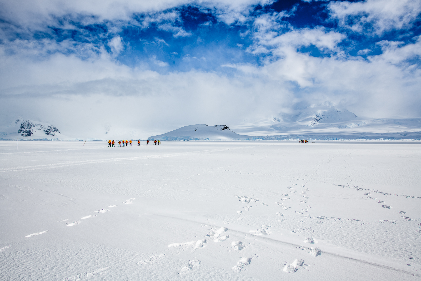 Trekking on the Antarctic ice from Ponant's Le Boreal cruise ship