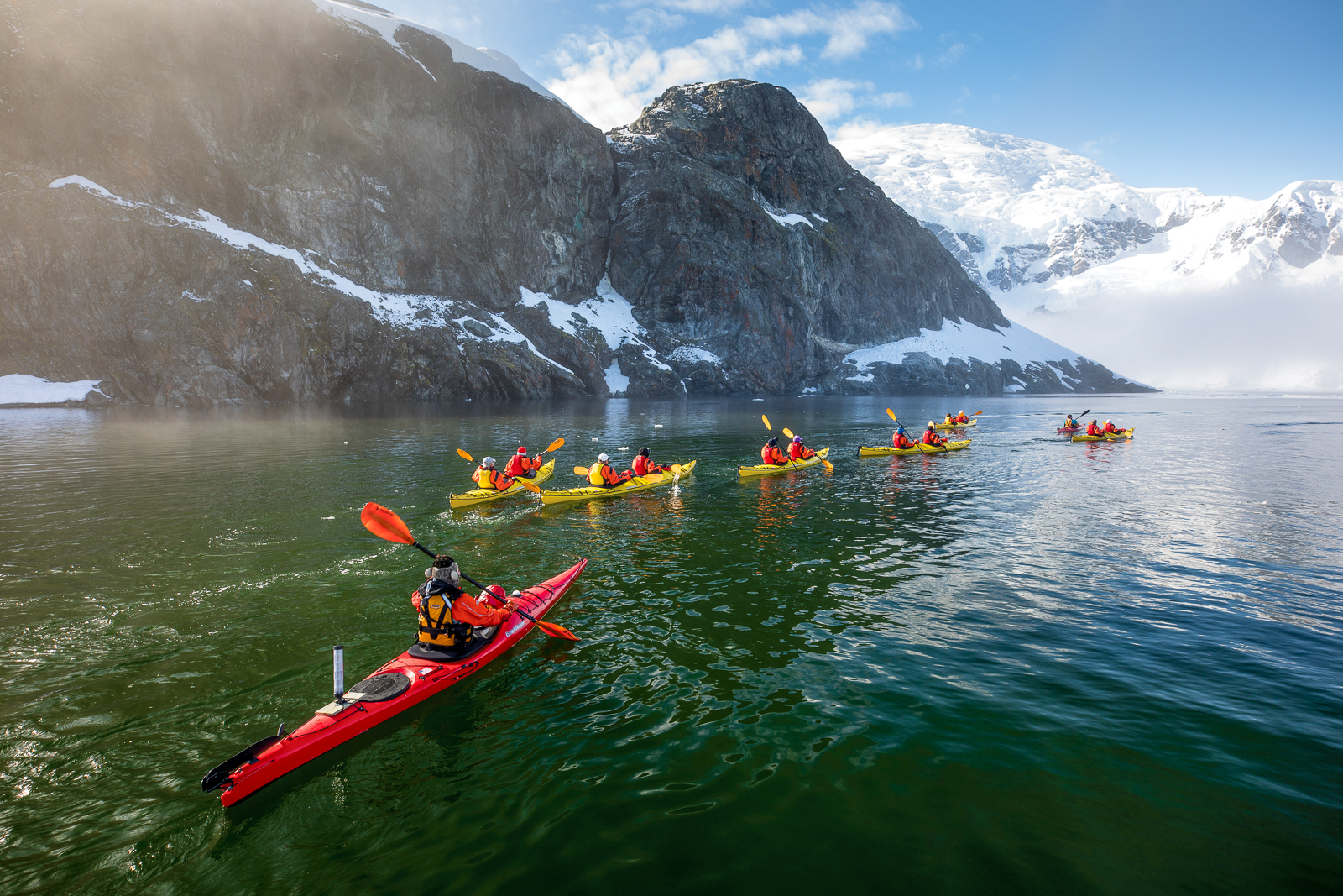 Kayaking in the Antarctic from the Silver Cloud cruise ship