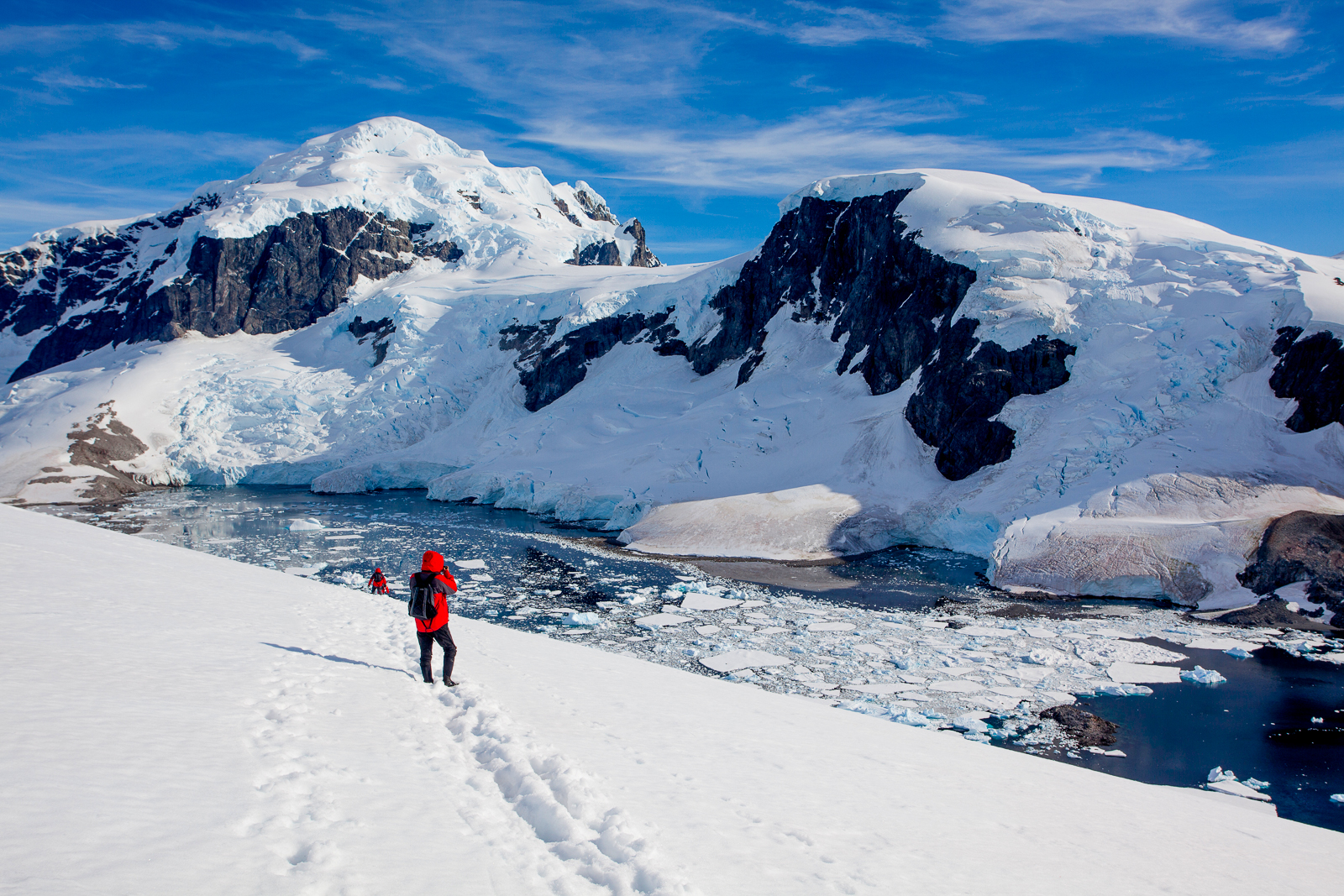 Trekking from the Silver Cloud cruise ship in Antarctica