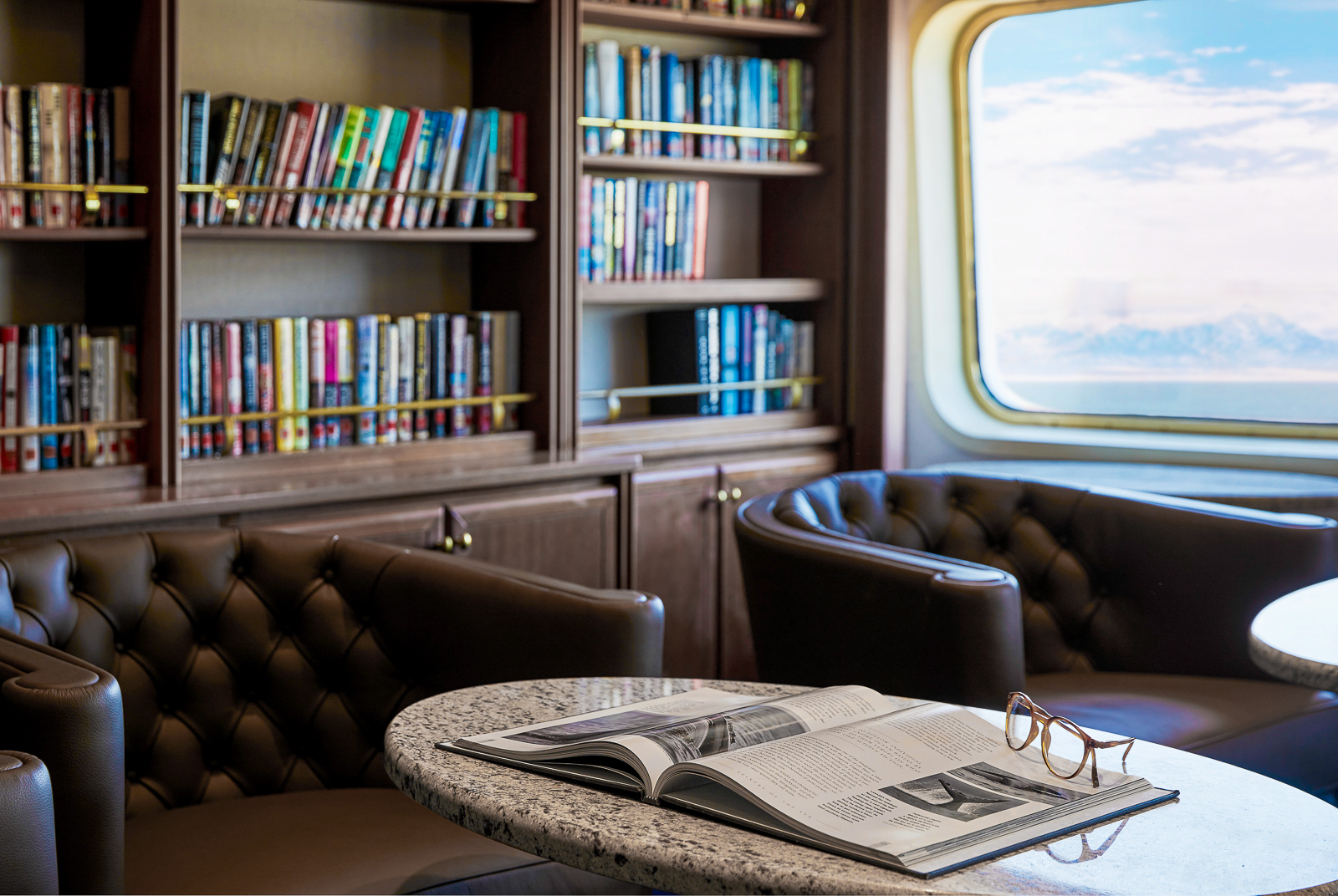 Library onboard the Silver Cloud in Antarctica