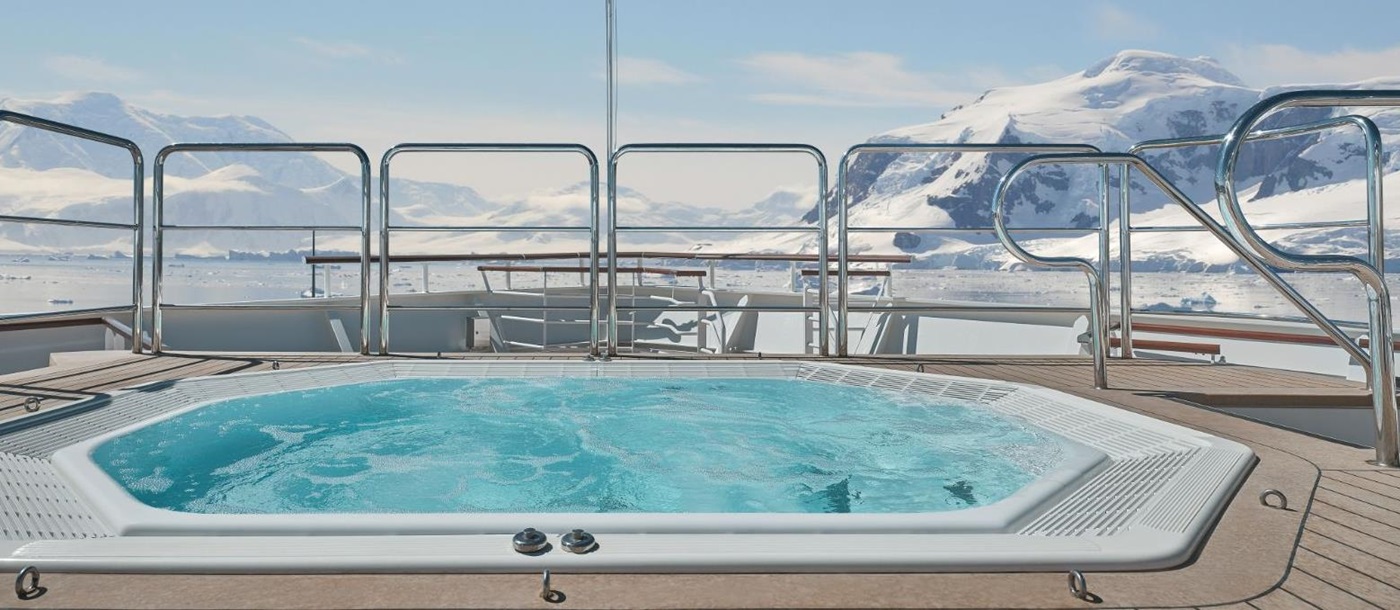 Hot tub on the deck of the Silver Endeavour luxury cruise liner