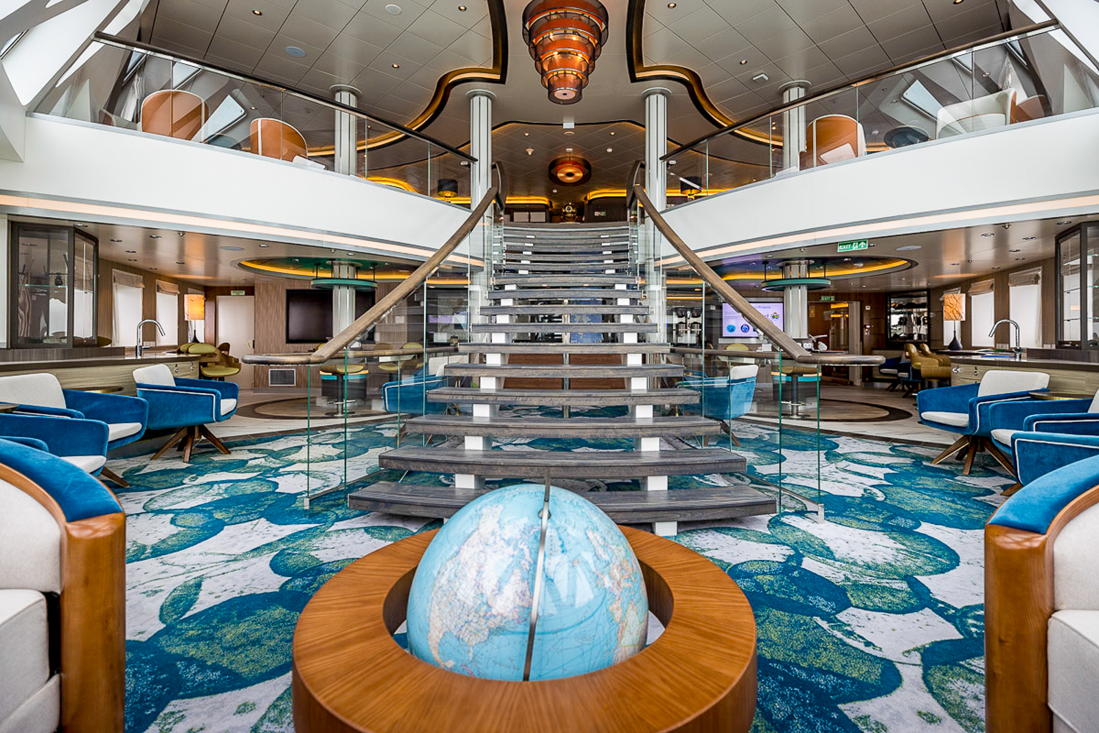 Library onboard Aurora Expeditions' Sylvia Earle cruise ship in Antarctica