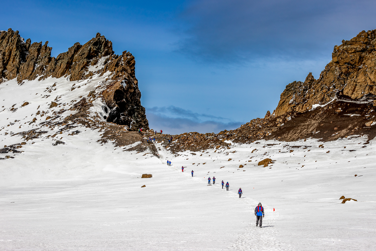 Trekking in Antarctica from Aurora Expeditions' Sylvia Earle cruise ship