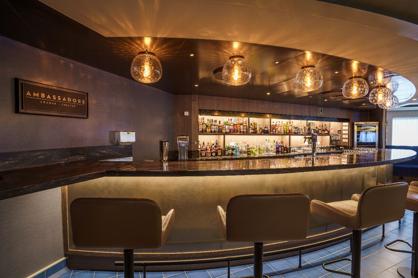 Bar in the Ambassadors Lounge on board 