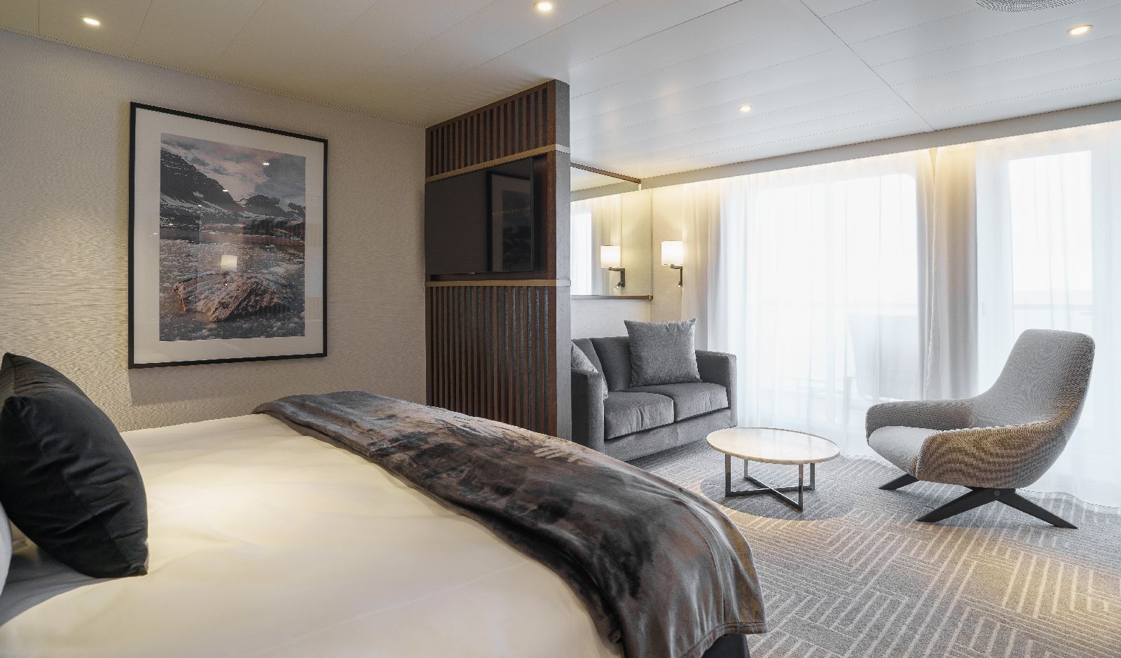 Penthouse suite on board the Ultramarine cruise ship in Antarctica