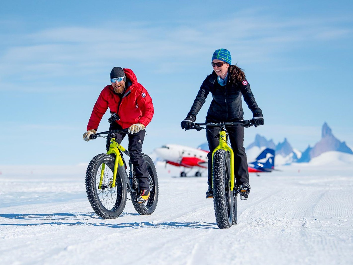 Fat biking in Antarctica near Echo camp by White Desert