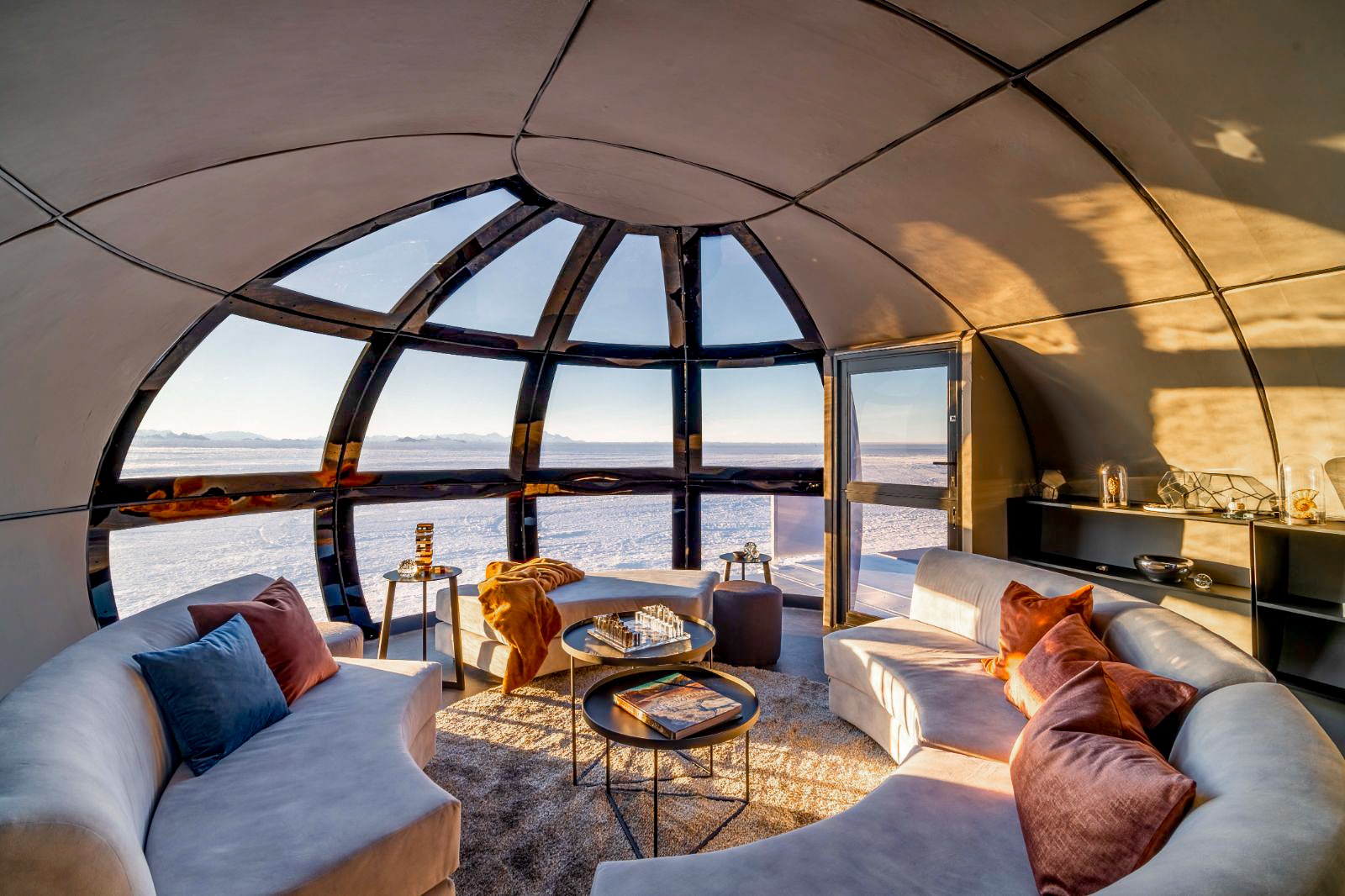 Living area inside a pod at Echo camp by White Desert in Antarctica