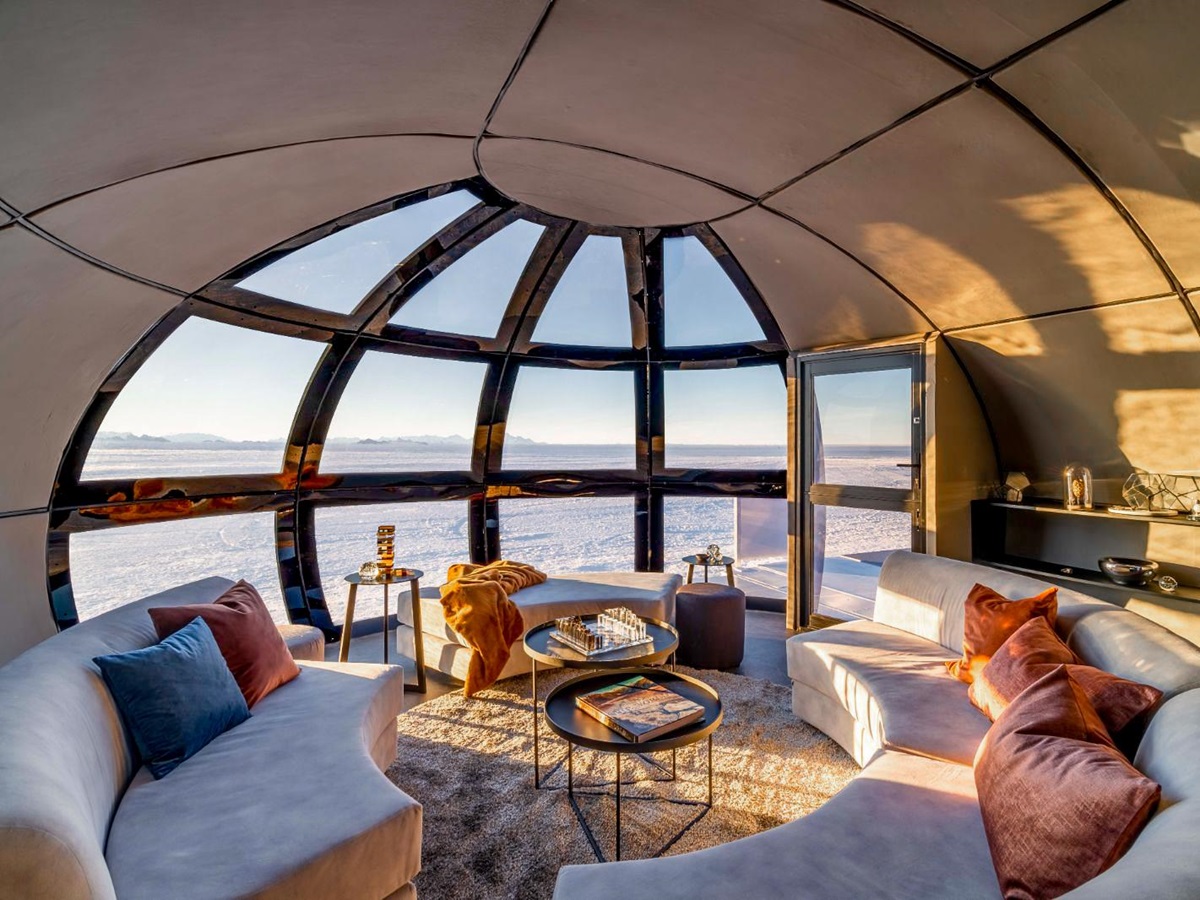 Living area inside a pod at Echo camp by White Desert in Antarctica