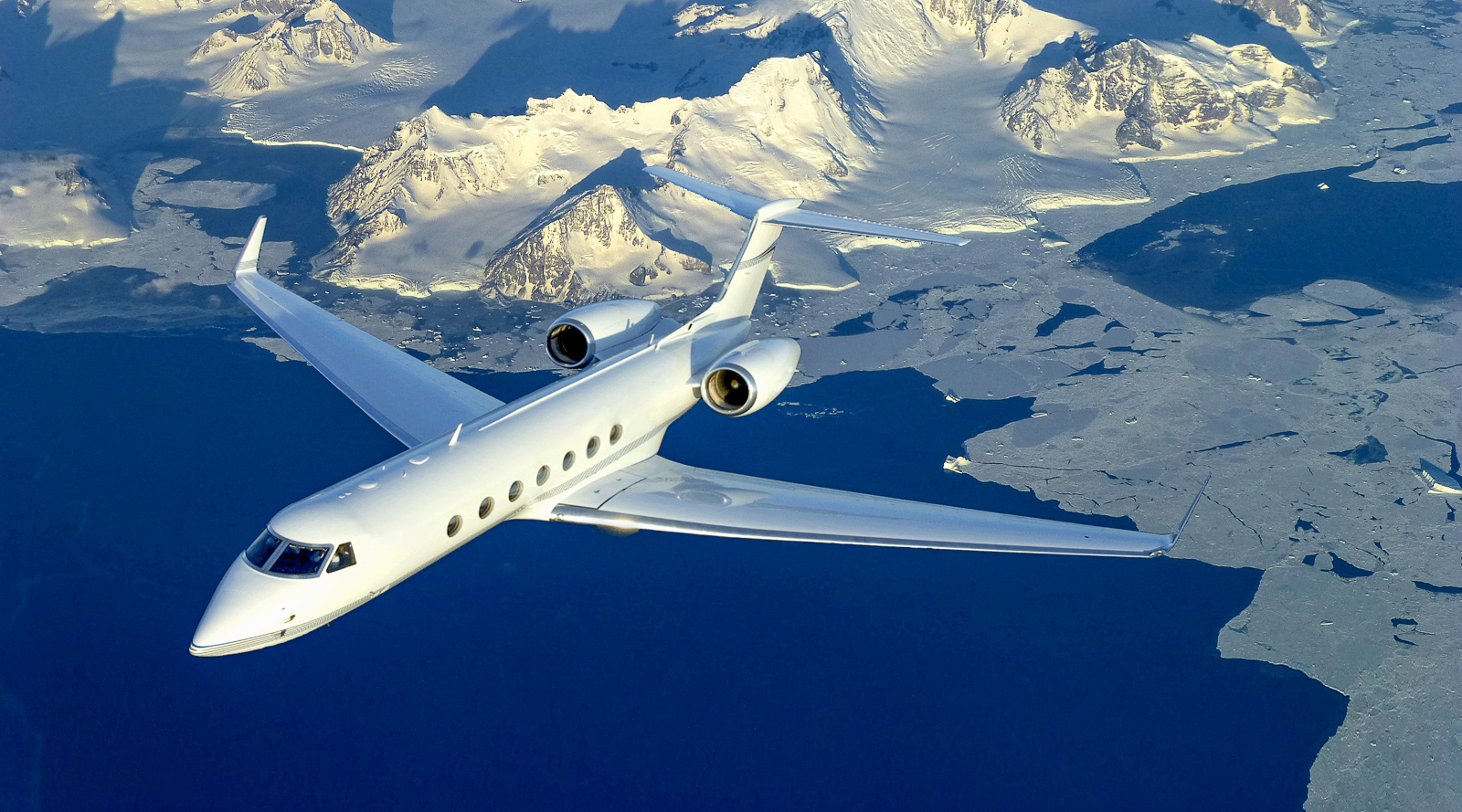 A private jet flying to White Desert's Whichaway camp in Antarctica