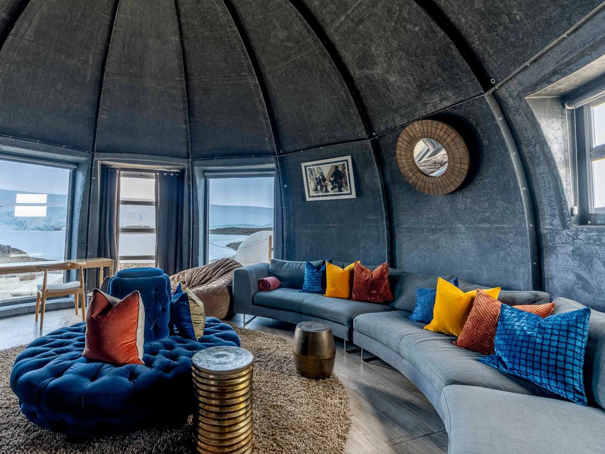 Guest lounge at Whichaway by White Desert in Antarctica