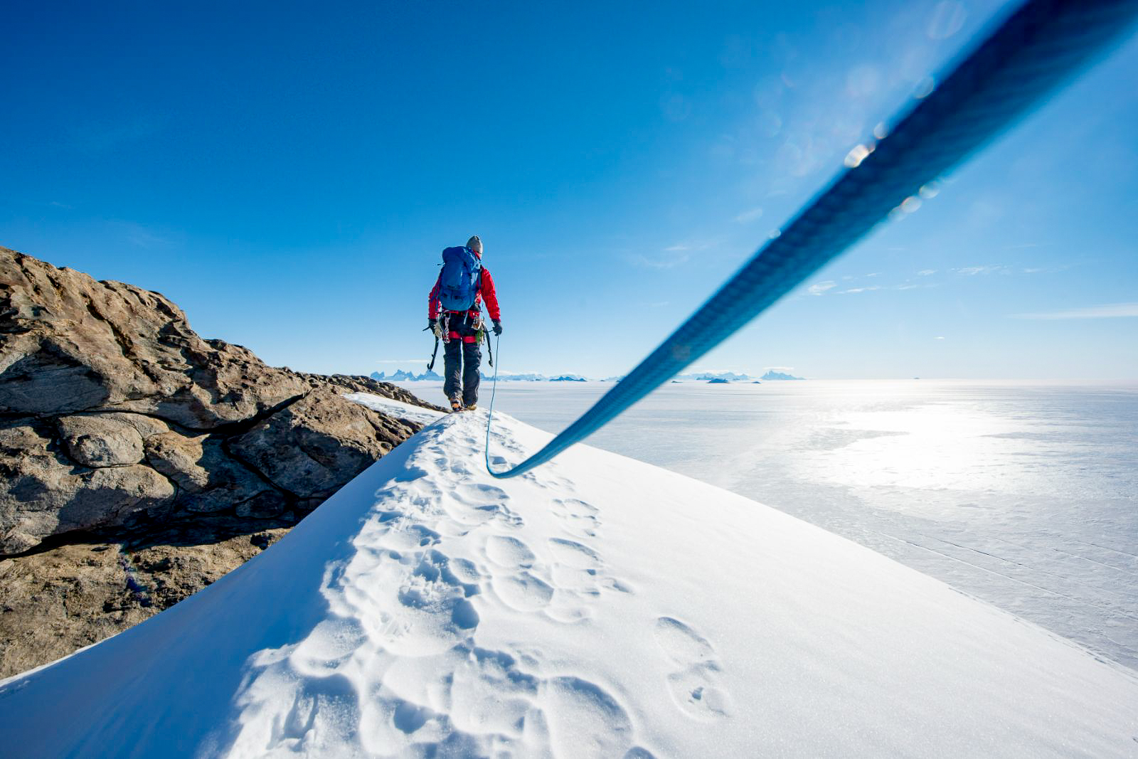 Ropewalking along a mountain in Antarctica near Whichaway camp by White Desert