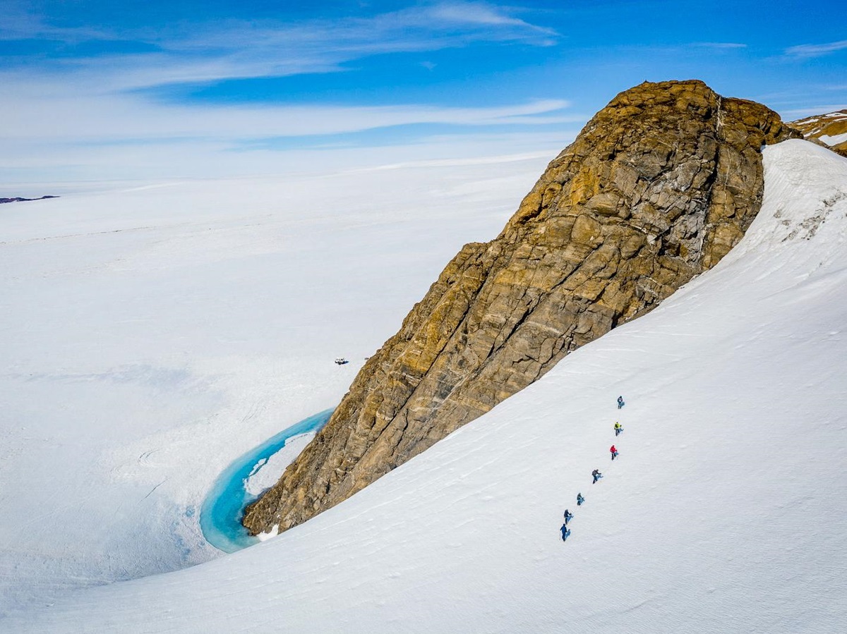 Mountain trekking in Antarctica near Whichaway camp by White Desert
