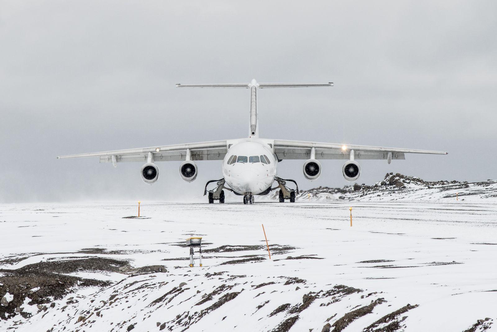 Antarctica21 plane landing on King George Island in Antarctica