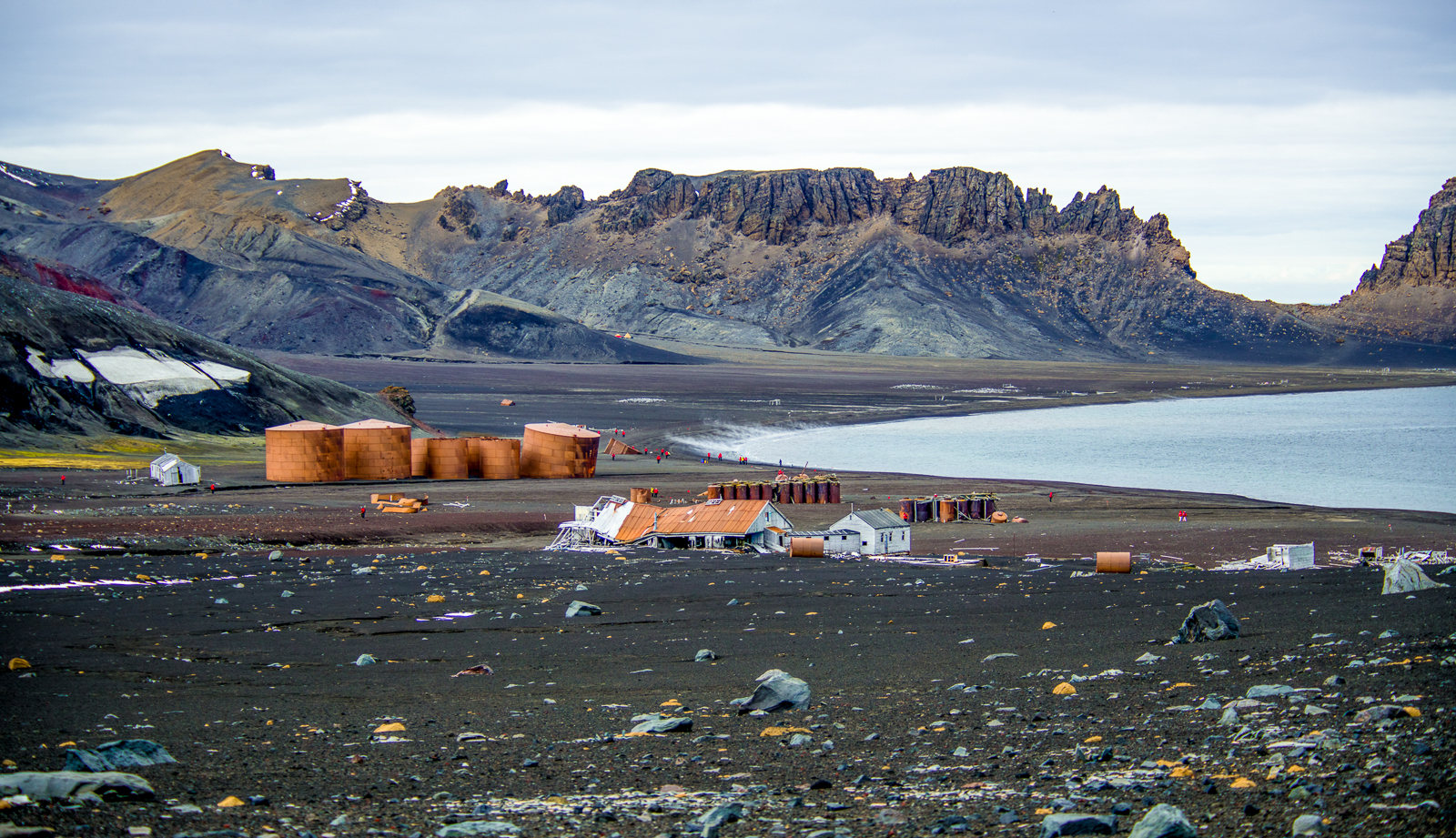 Ruins of an old whaling station on Deception Island in Antarctica