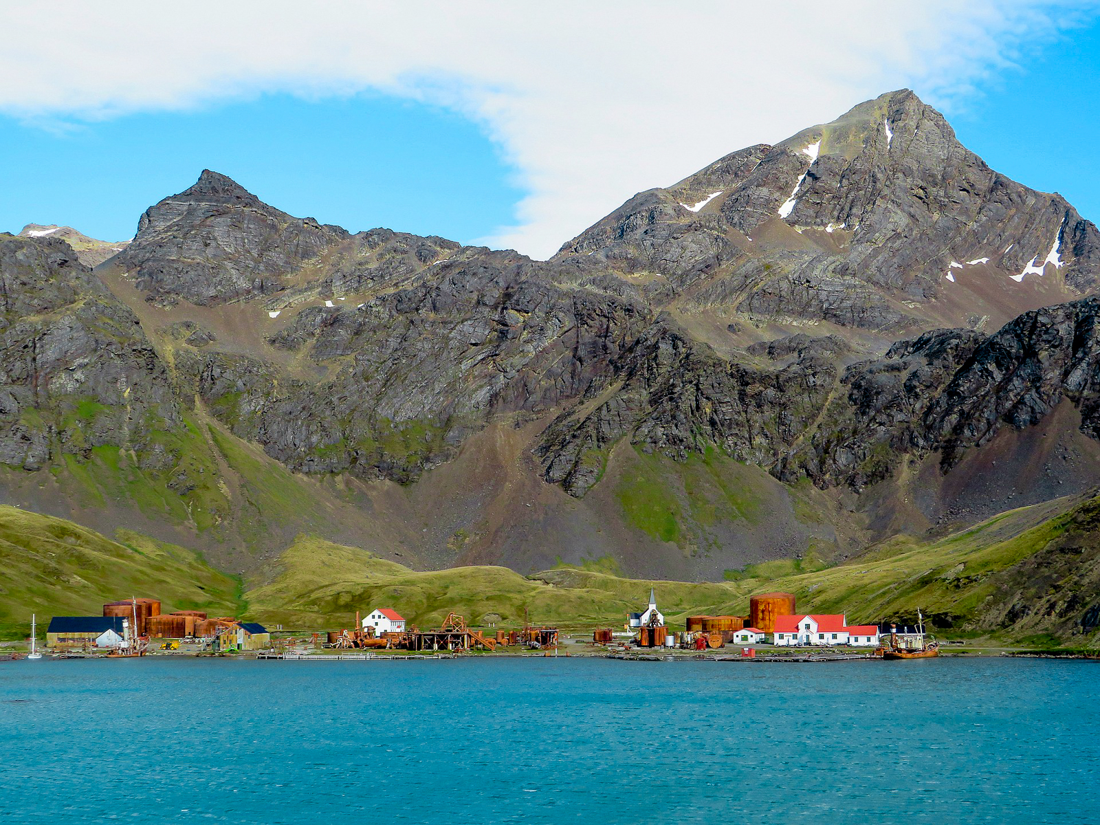 The small hamlet of Grytviken in South Georgia