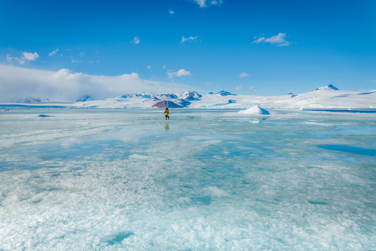 Walking on the Larsen Ice Shelf in Antarctica