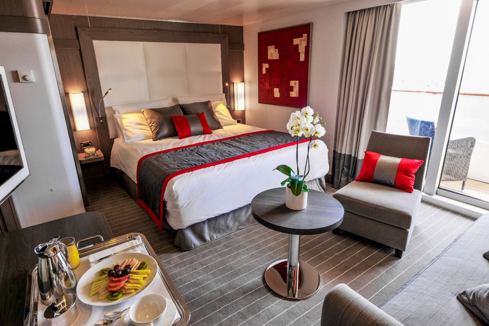 Red suite onboard Ponant's Le Boreal cruise ship in the Arctic