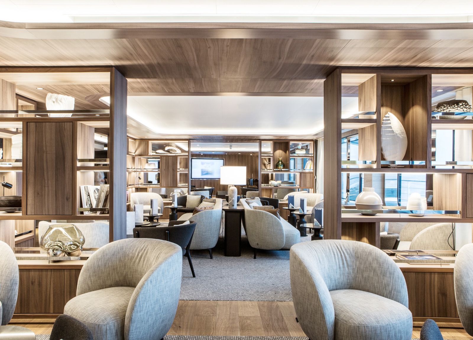 Living area onboard Ponant's Le Commandant Charcot cruise ship in the Arctic