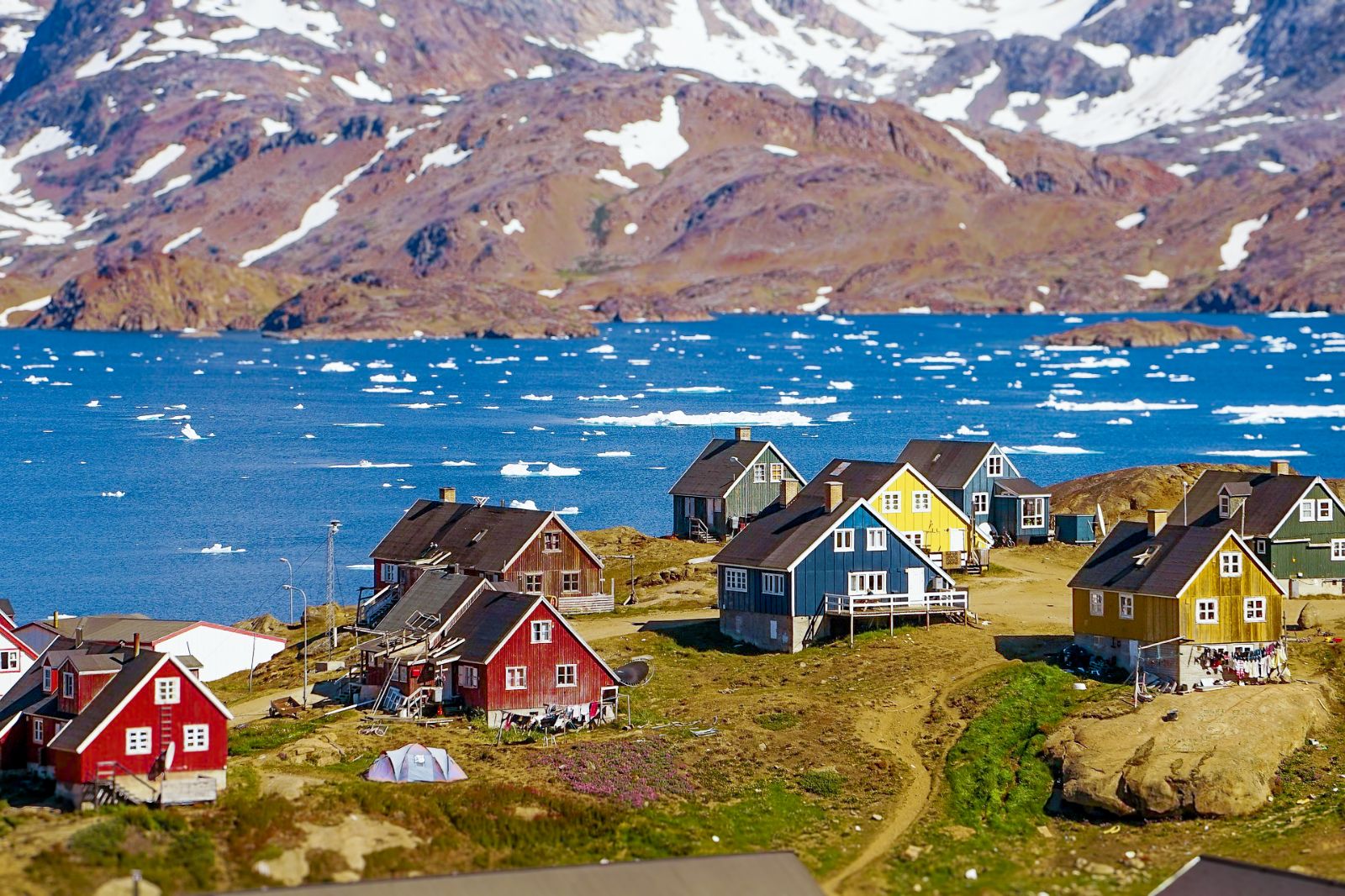 A remote settlement spotted in the Arctic from Ponant's Le Lyrial cruise ship