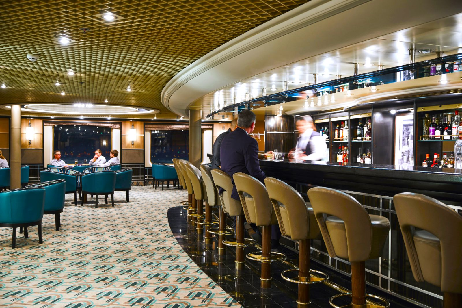 Bar onboard the Silver Cloud cruise ship by Silversea in the Arctic