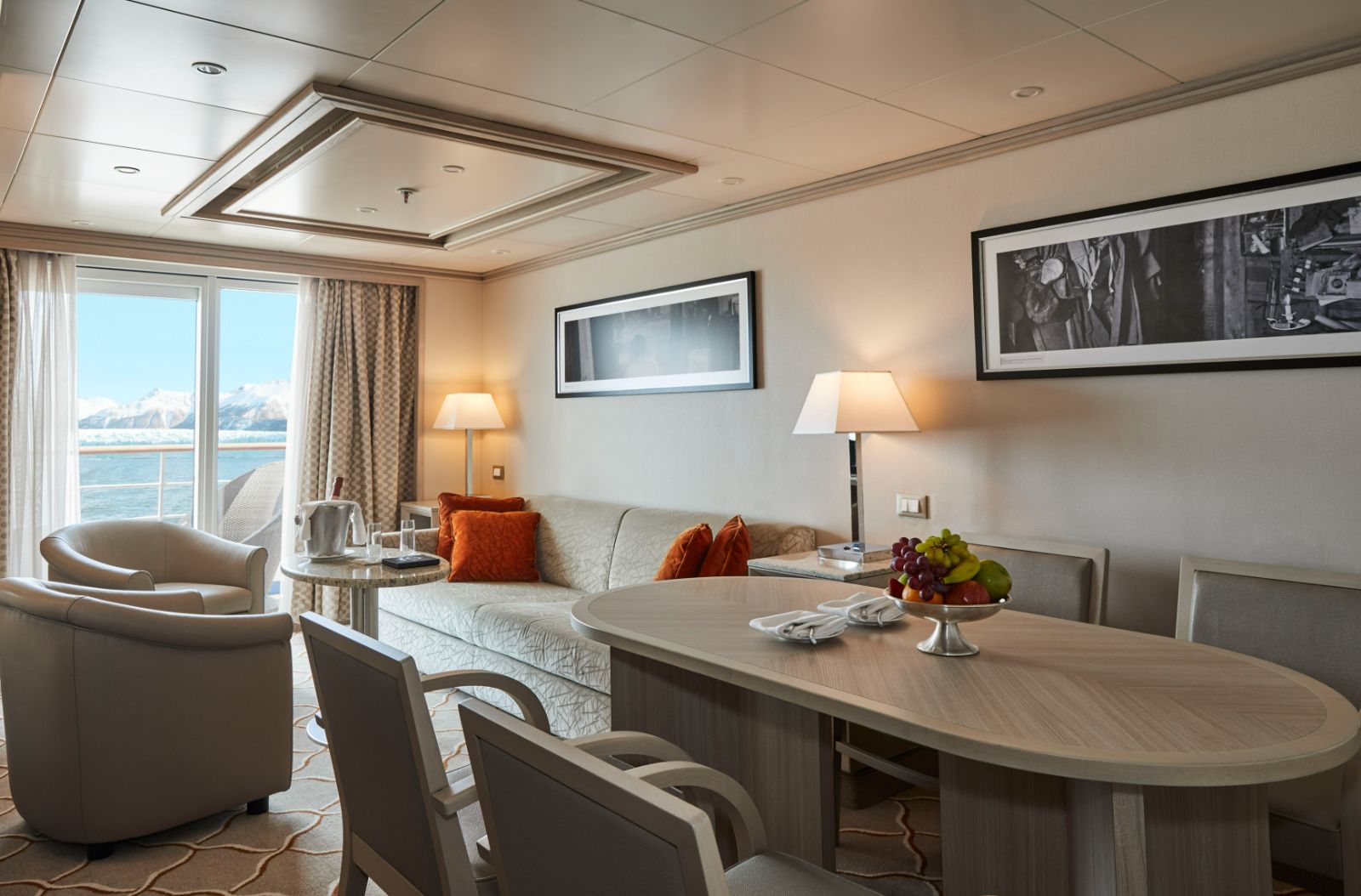 Guest living area onboard Silversea's Silver Cloud living area in the Arctic
