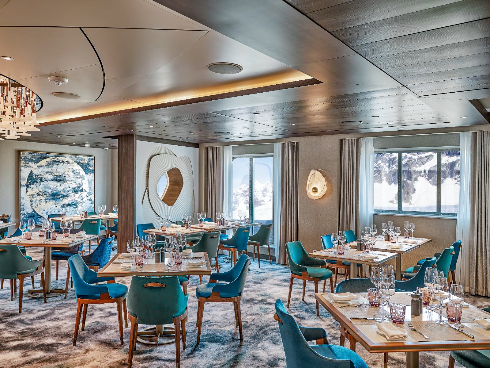 Restaurant onboard the Silversea Silver Endeavour in the Arctic