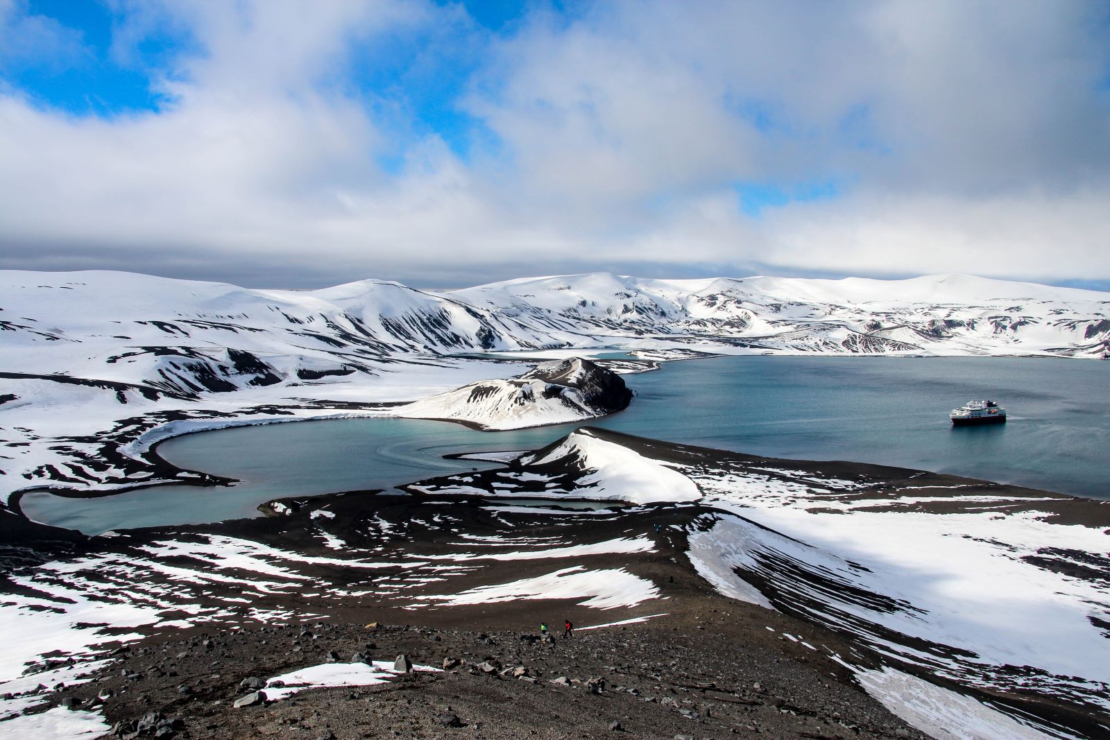 Aerial view of Deception Island in Antarctica