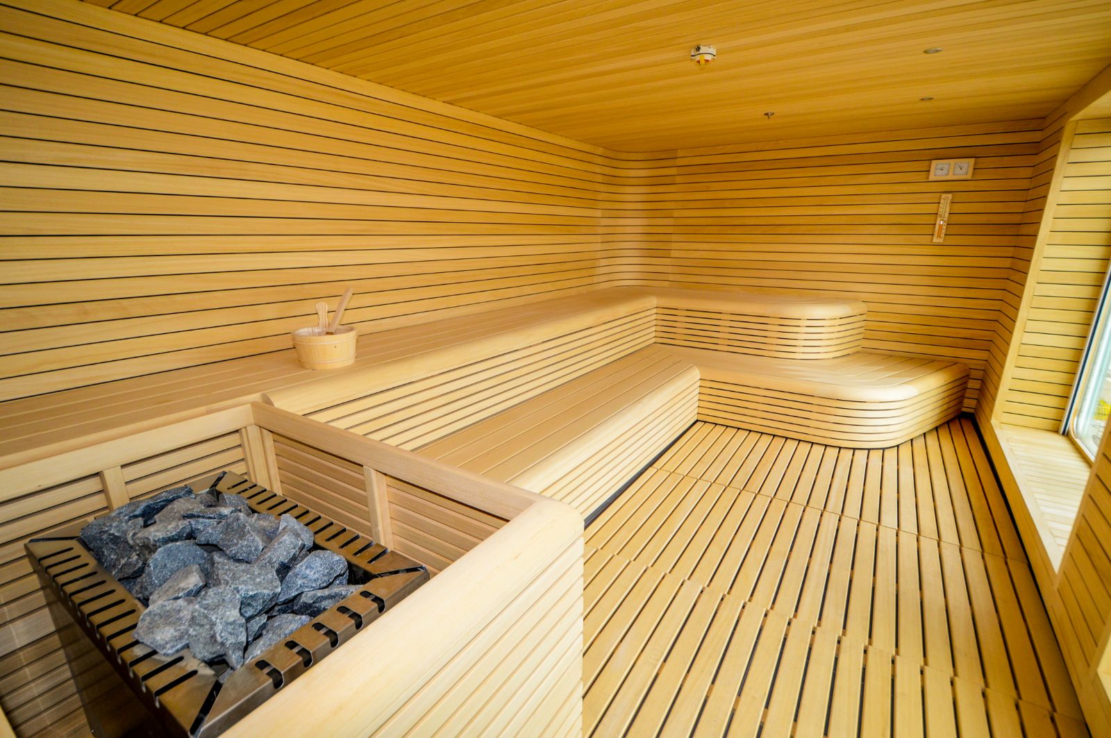 Sauna onboard Quark Expeditions' Ultramarine cruise ship in the Arctic