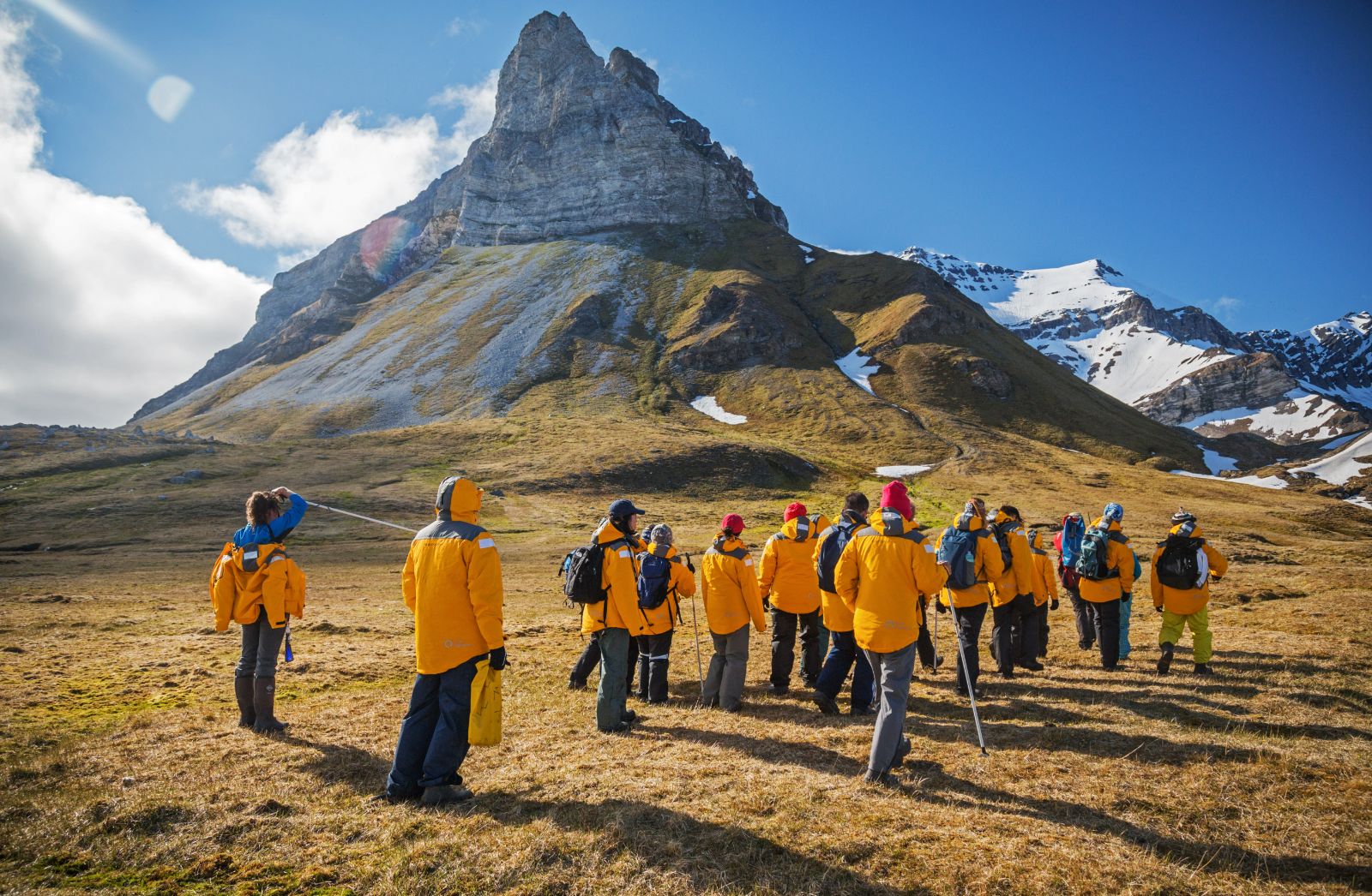Guests of Quark Arctic cruise hiking at Alkehornet in Spitsbergen