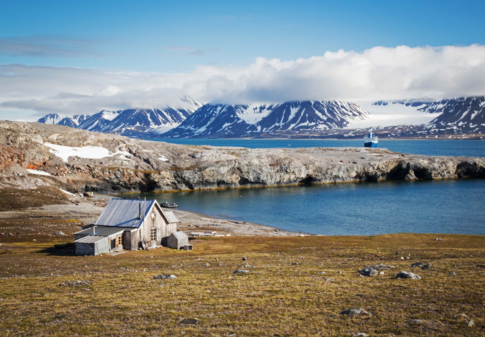 A remote coastal cabin on Spitsbergen in Svalbard, Norway
