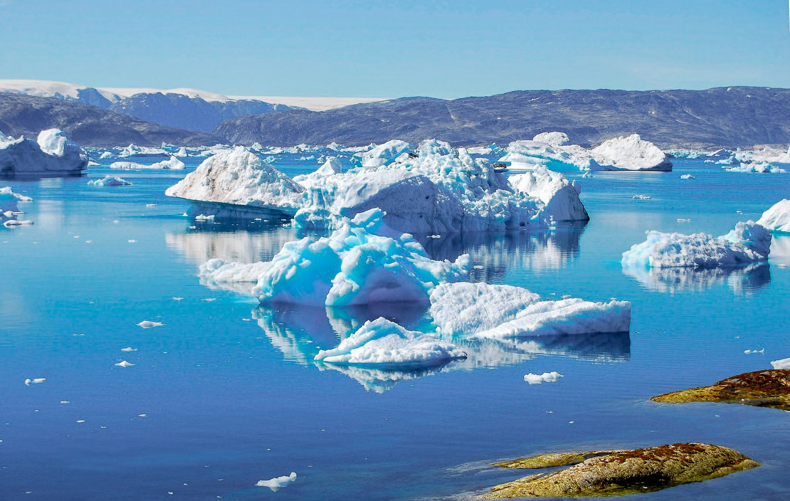 Icebergs in a fjord in Greenland