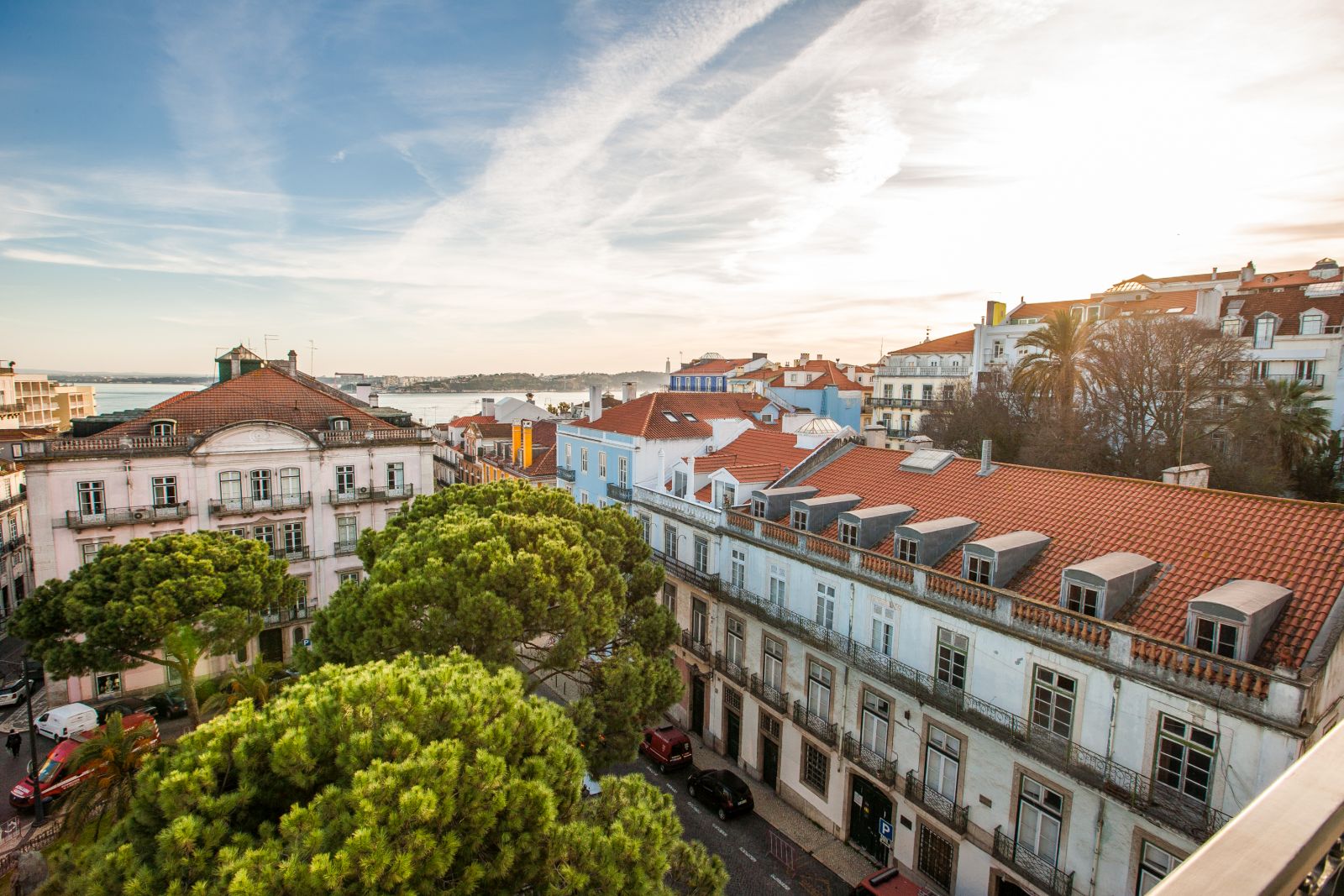 View from the Signature Suite at the Bairro Alto Hotel in Lisbon Portugal