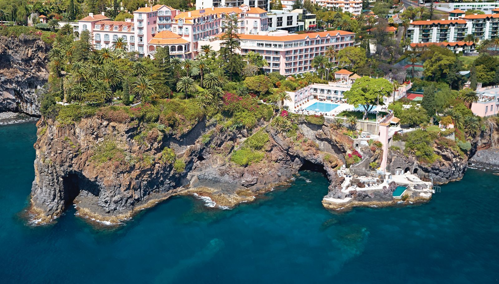 Cliffside location of Belmond Reid's Palace hotel in Madeira Portugal
