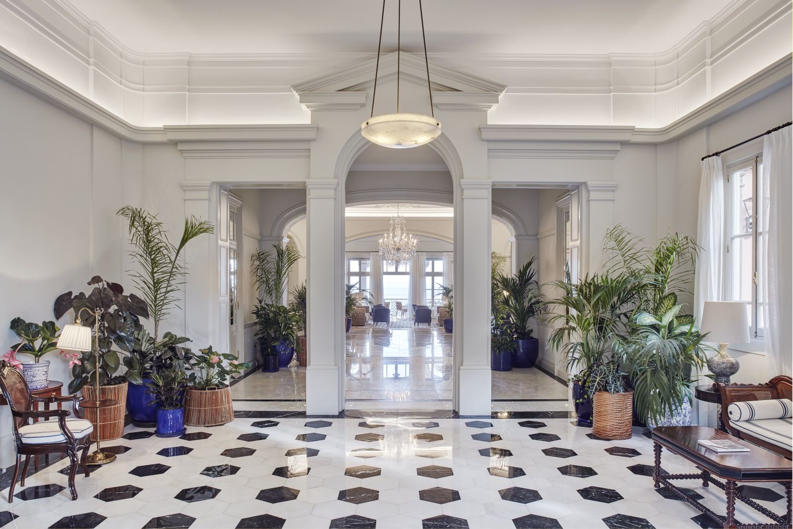 Lobby of Belmond Reid's Palace hotel in Madeira Portugal