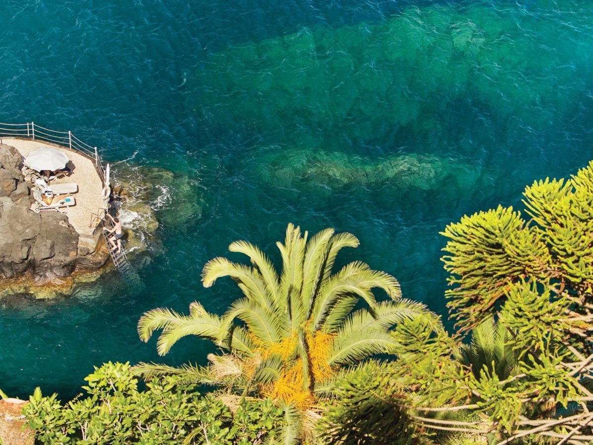 Ocean swimming from Belmond Reid's Palace hotel in Madeira Portugal