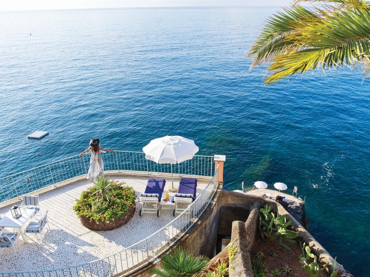 Terrace and ocean views at Belmond Reid's Palace in Madeira Portugal