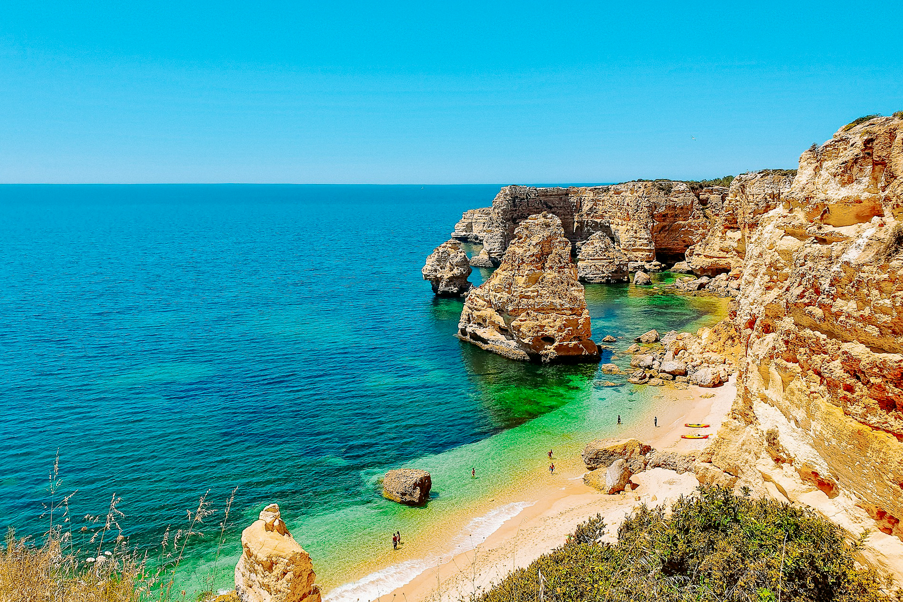 Aerial view of a beach in Portugal's Algarve