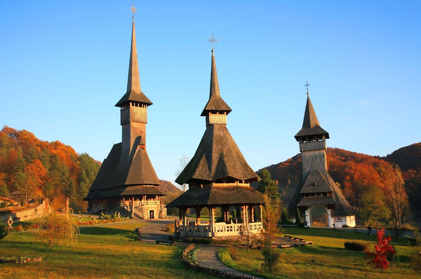 Traditional wooden churches in the Maramures region of Romania