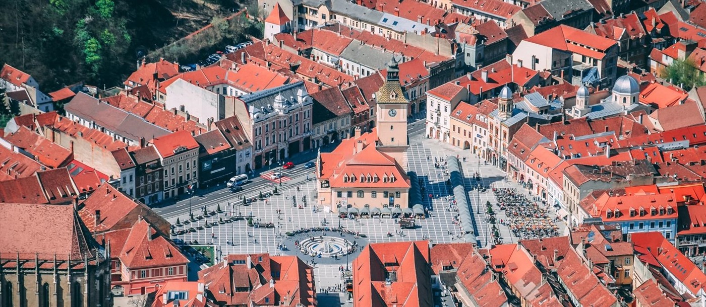 Aerial view of Brasov in Romania