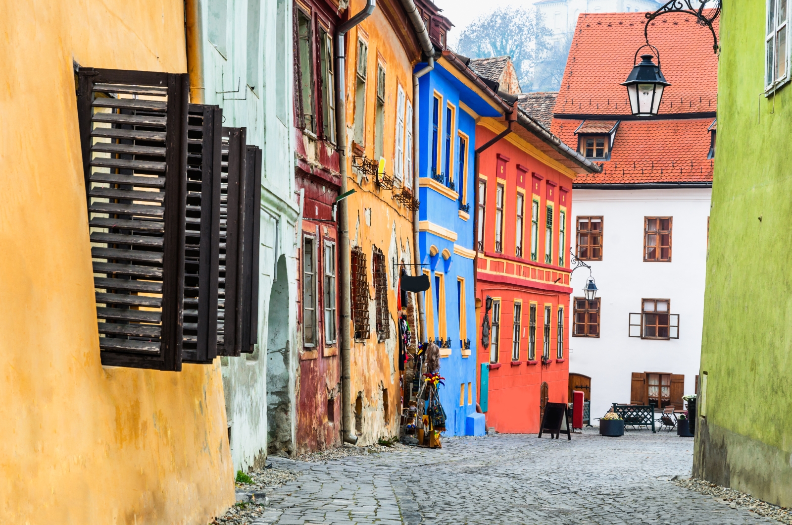 Colourful streets of Sighisoara in Romania