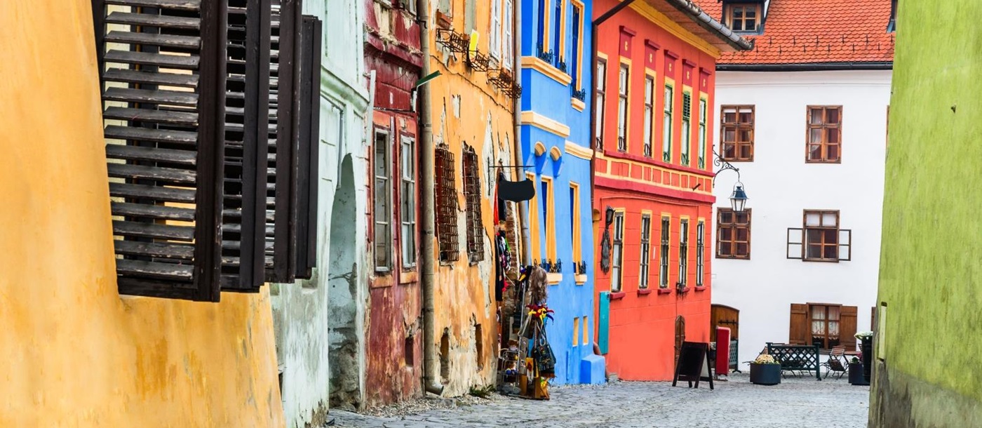 Colourful streets of Sighisoara in Romania